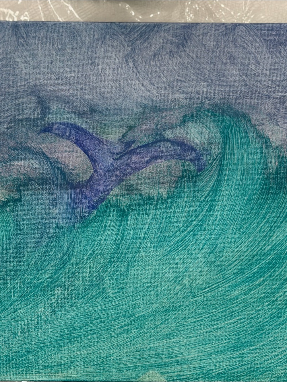 Teal Wave and Indigo Bird Home Art Canvas